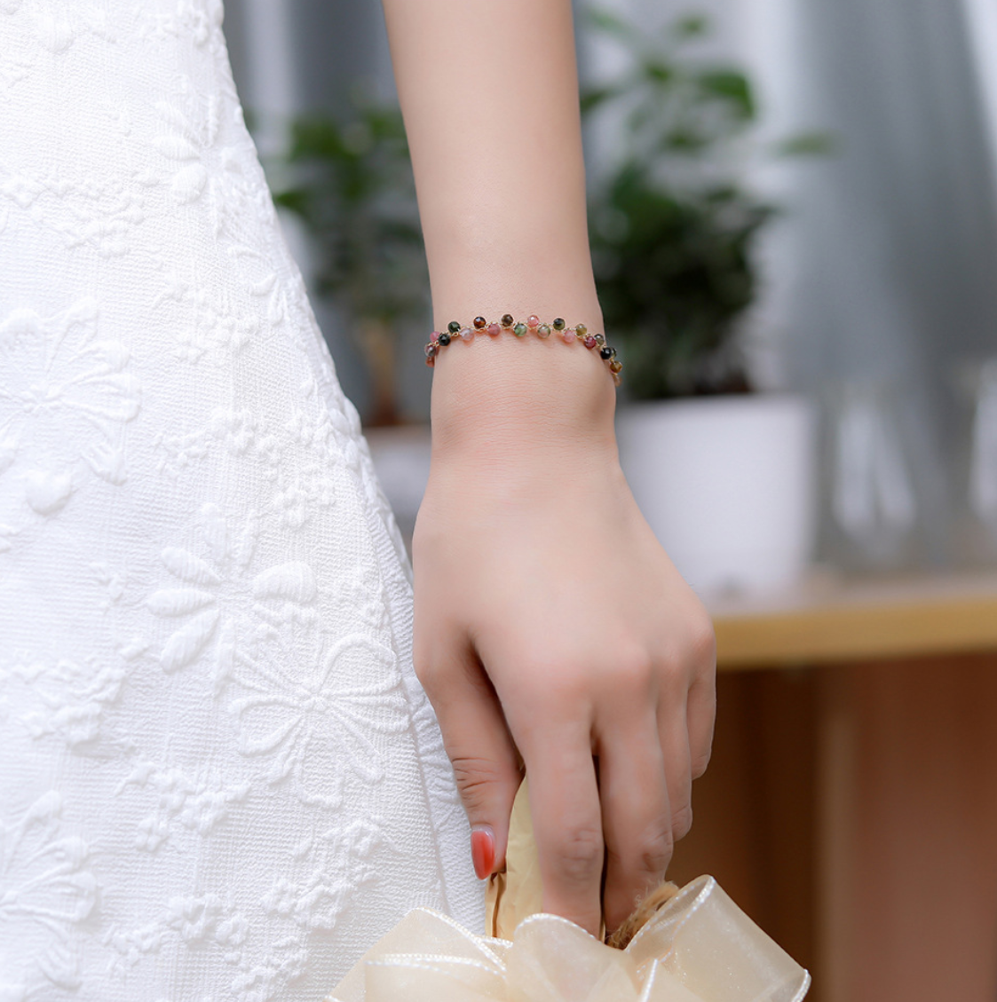 "Joyful Confetti" | Dainty Rainbow Tourmaline Bracelet