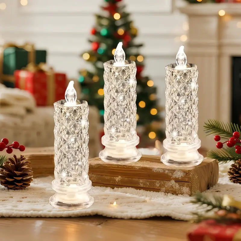 AQA Crystal LED Candle Set – Warm Flickering Glow for Date Nights, Parties & Home Decor