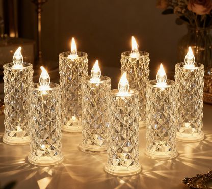 AQA Crystal LED Candle Set – Warm Flickering Glow for Date Nights, Parties & Home Decor