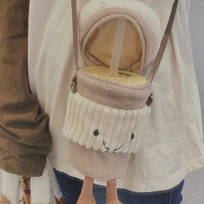 Exclusive to Elegant Ladies! Crossbody Plush Bag Cup Holder