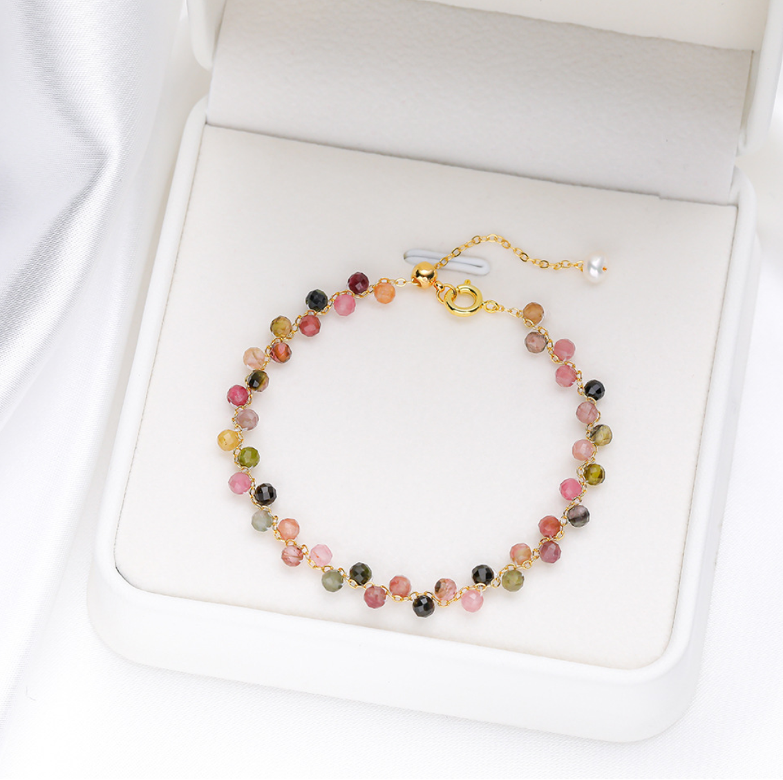 "Joyful Confetti" | Dainty Rainbow Tourmaline Bracelet