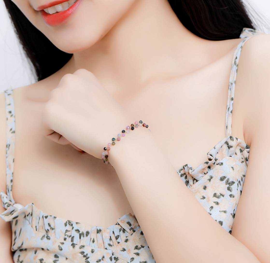 "Joyful Confetti" | Dainty Rainbow Tourmaline Bracelet