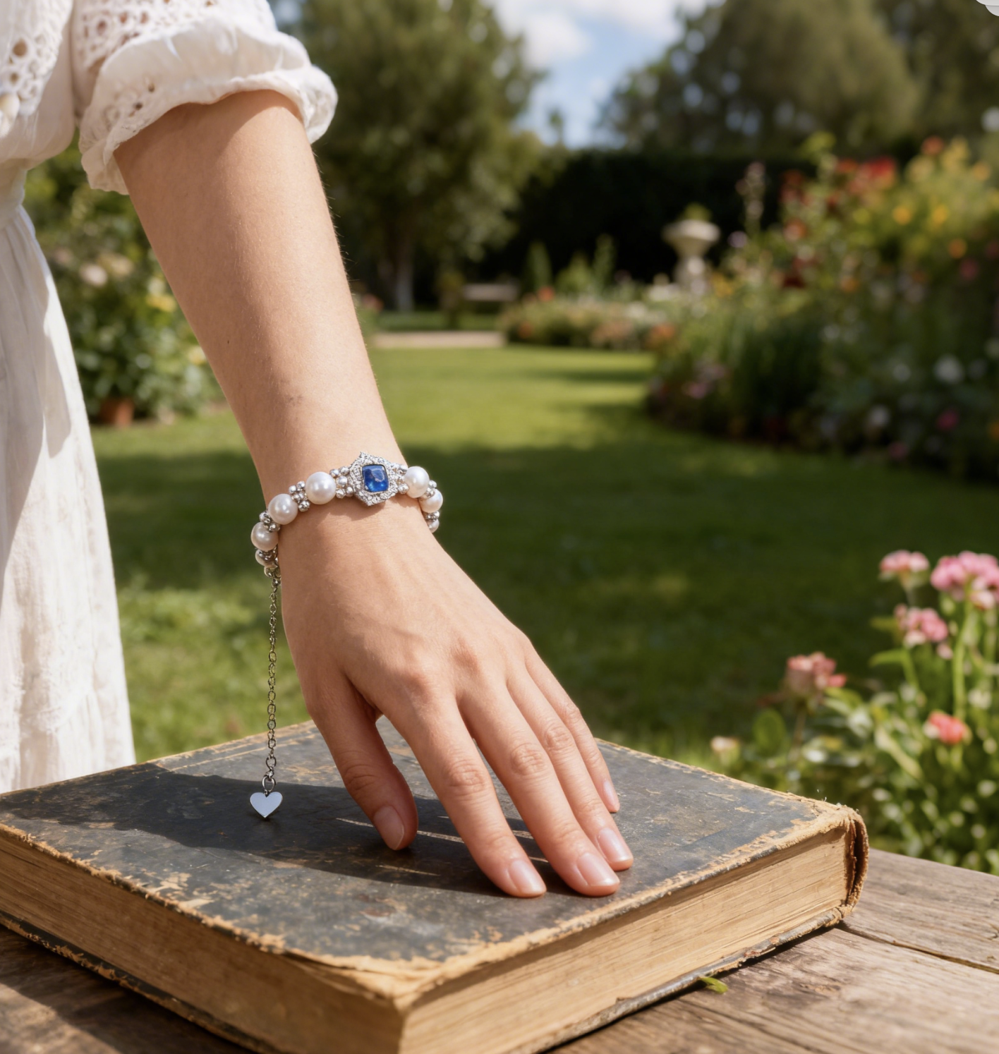 A close-up of a SelectNova bracelet in natural sunlight, showcasing the unique beauty and quality of the natural gemstones.