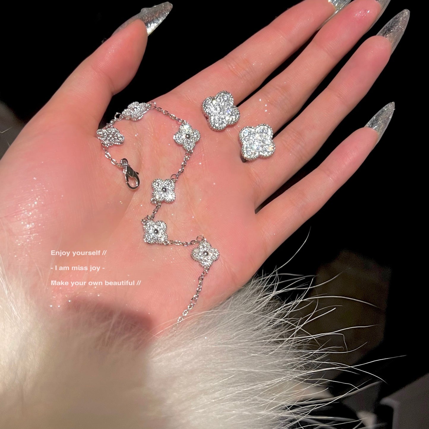 Sparkling Four-Leaf Clover Bracelet with Micro-Pave Cubic Zirconia | Dainty & Elegant Designer-Inspired Jewelry for Women