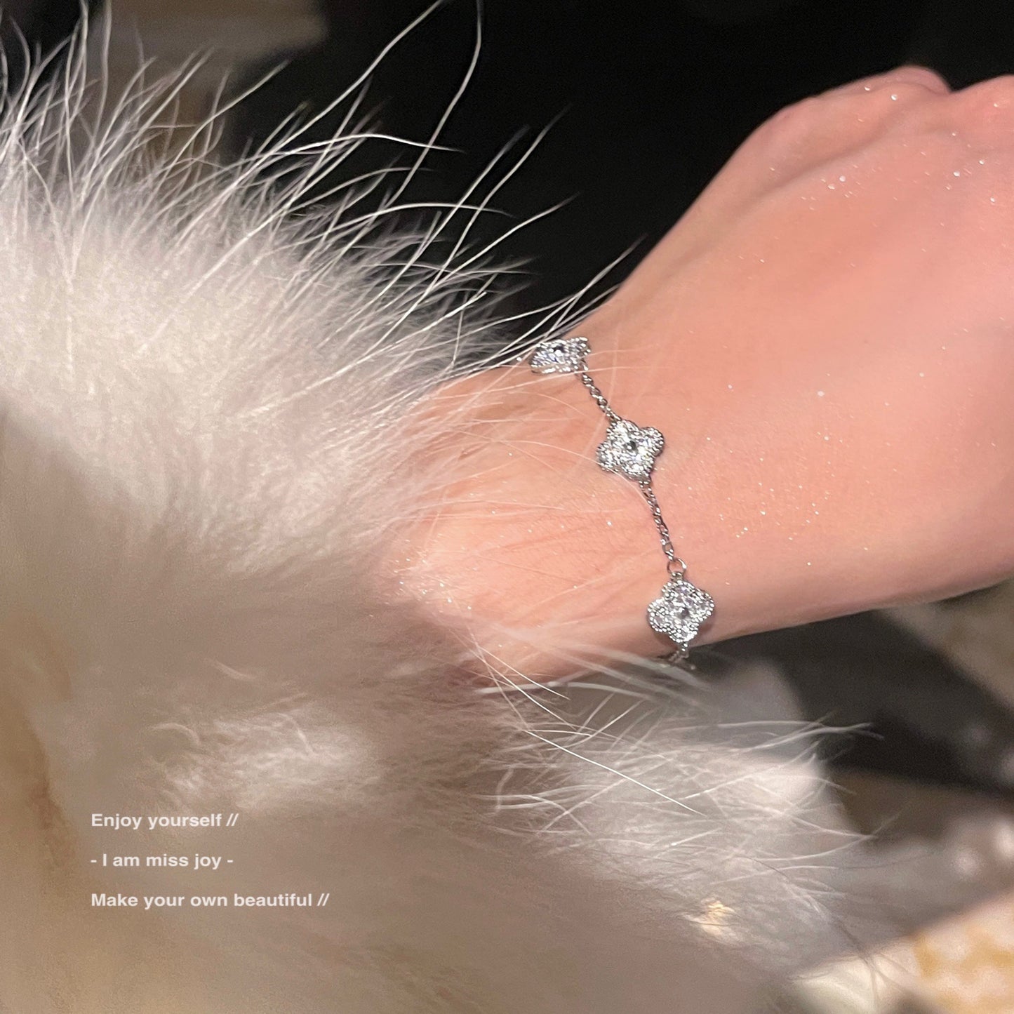 Sparkling Four-Leaf Clover Bracelet with Micro-Pave Cubic Zirconia | Dainty & Elegant Designer-Inspired Jewelry for Women